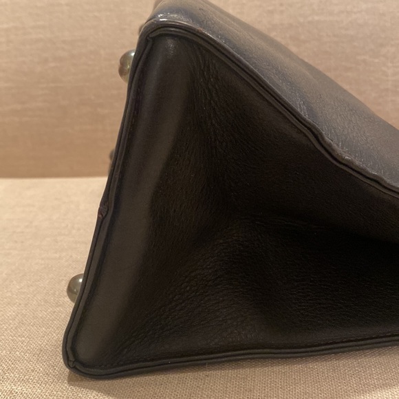 Vintage 1960s COACH Bonnie Cashin Black Lunch Bag Purse w/ Early Mexican Stripe - Picture 12 of 14